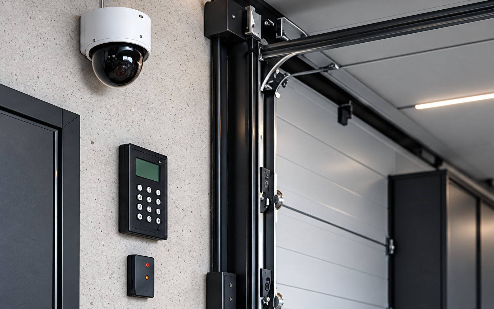Caméra, contrôle d’accès et automatisation de porte de garage.